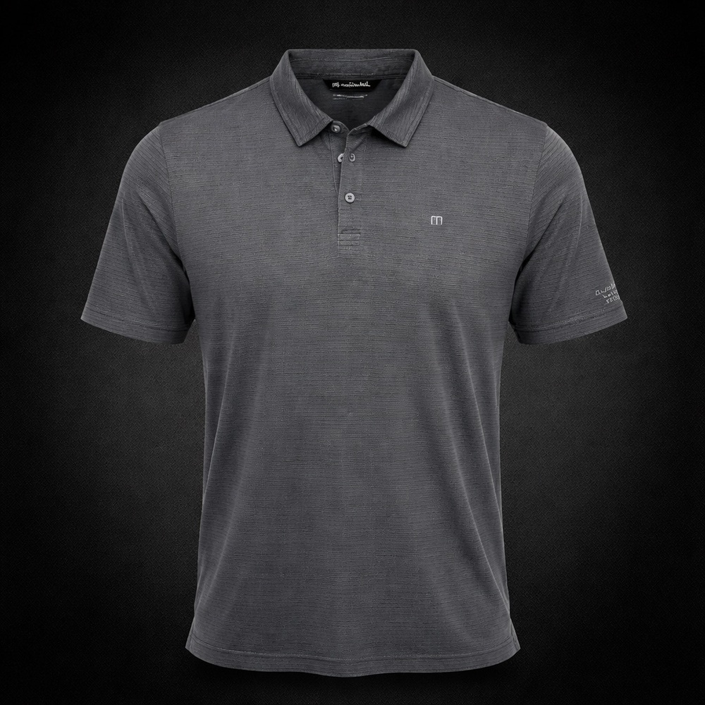 TravisMathew Gray Performance Polo Shirt Mens Large Soft Cotton Blackstone Logo